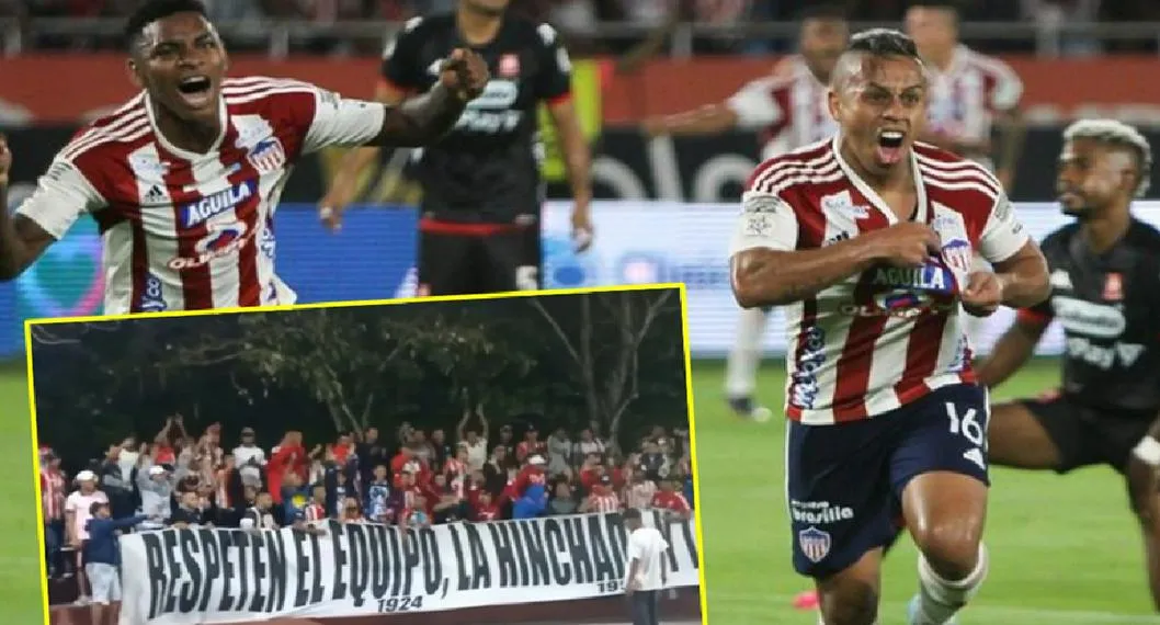 Barra brava del Junior furioso con el equipo.
