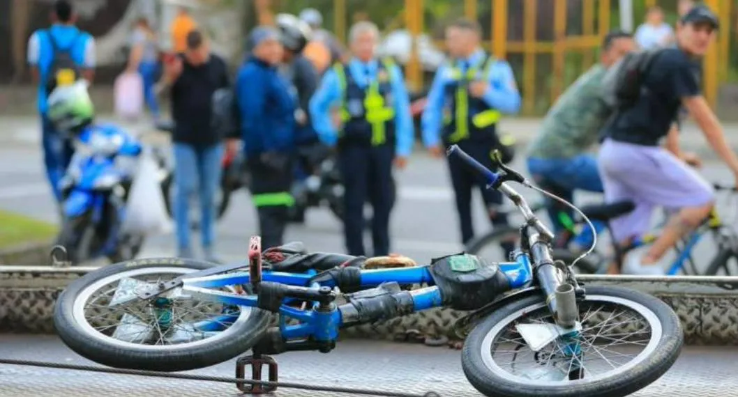 Imagen de la bicicleta en la que iba una de las víctimas del accidente