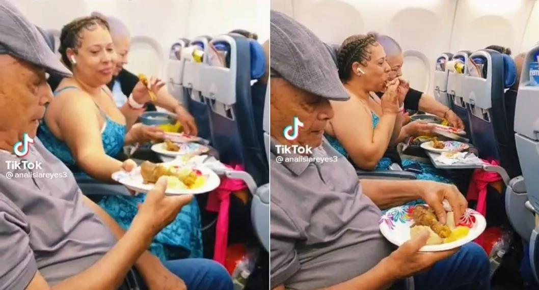 Familia sacó pollo dentro de avión y comió frente a todos los viajeros.