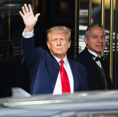 Donald Trump, tras salir de su imputación este martes 4 de abril en Nueva York.