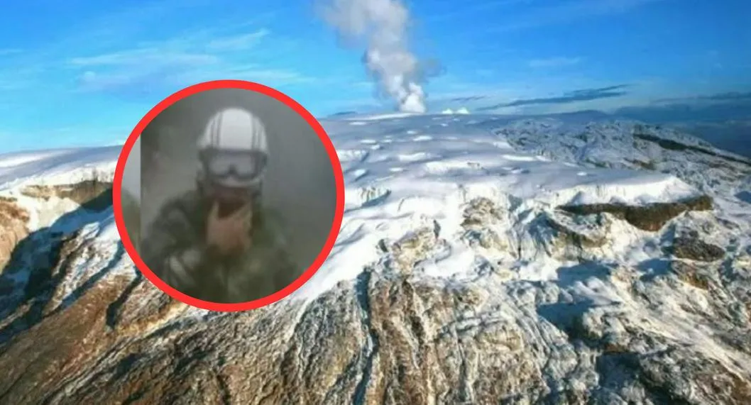 Foto del Nevado del Ruiz, a propósito de militares que grabaron fumarolas