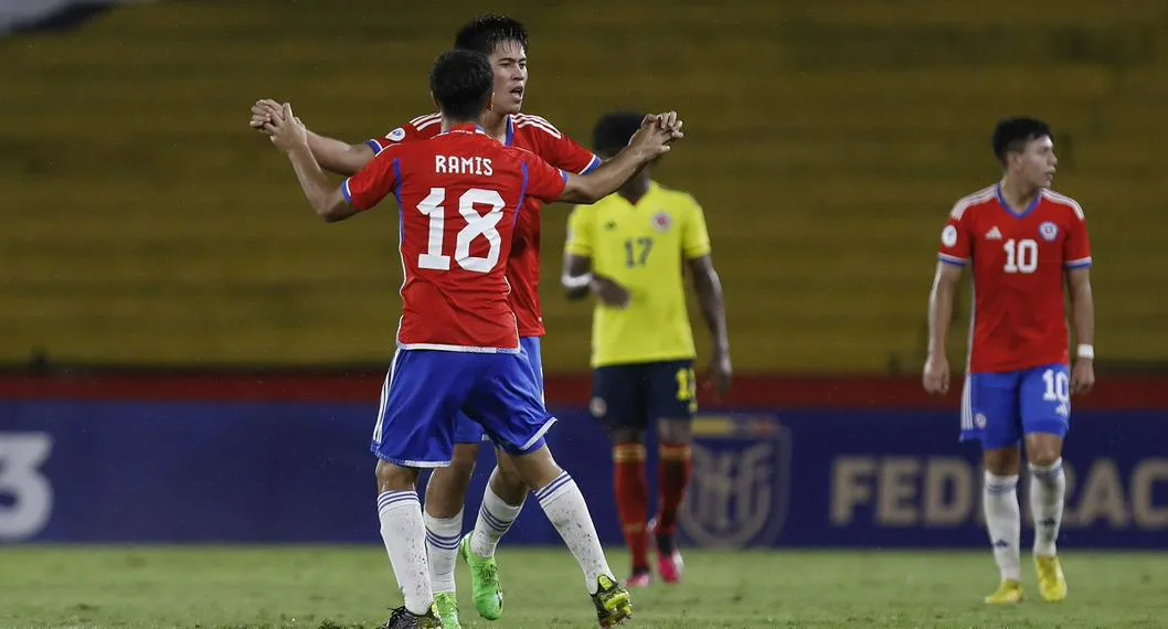 La Selección de Chile celebra tras eliminar a Colombia en el Sudamericano Sub-17 del 2023.