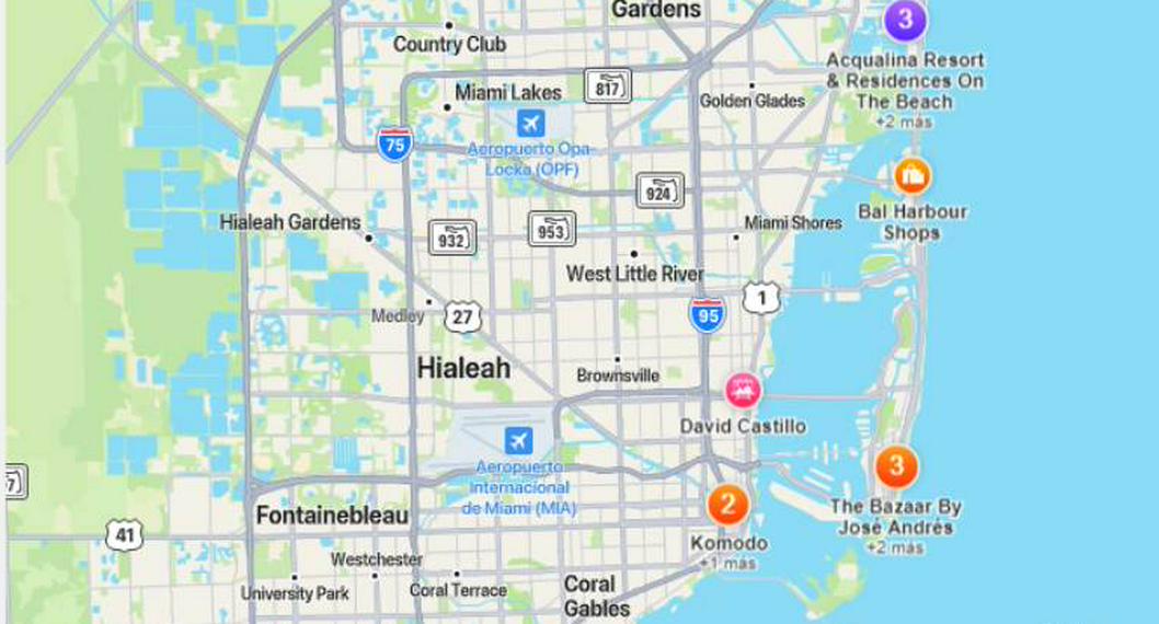 ¿Qué lugares conocer en Miami? Aplicación de mapas de Apple para visitar Florida