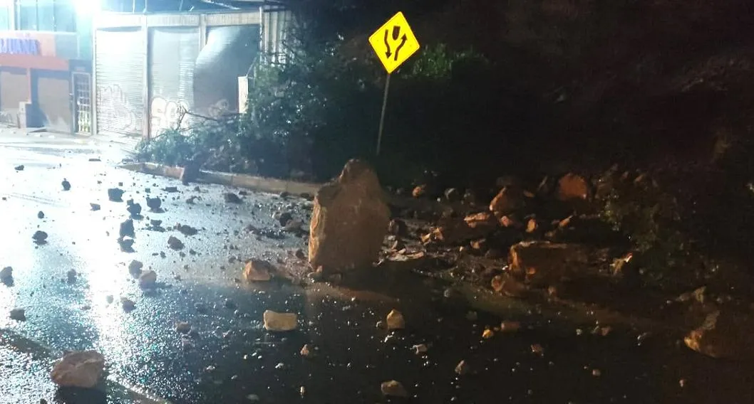 Cierran vía entre La Calera y Bogotá: hubo caída de piedras en pleno Viernes Santo