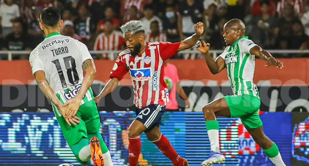 Partido entre Junior y Atlético Nacional, por la Liga BetPlay 2022-II. Este lunes se vuelven a enfrentar.