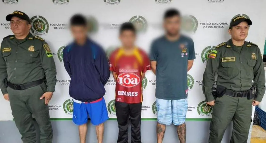 Foto de 3 jóvenes capturados por la Policía de Ibagué