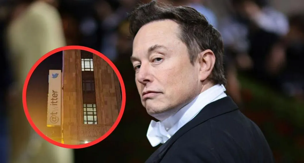 Foto de Elon Musk y cómo le quitó la W al letrero del edificio de Twitter