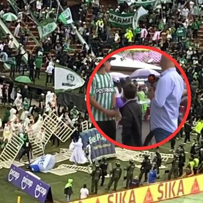Nacional vs. América: periodistas de Win Sports corriendo por pelea de hinchas