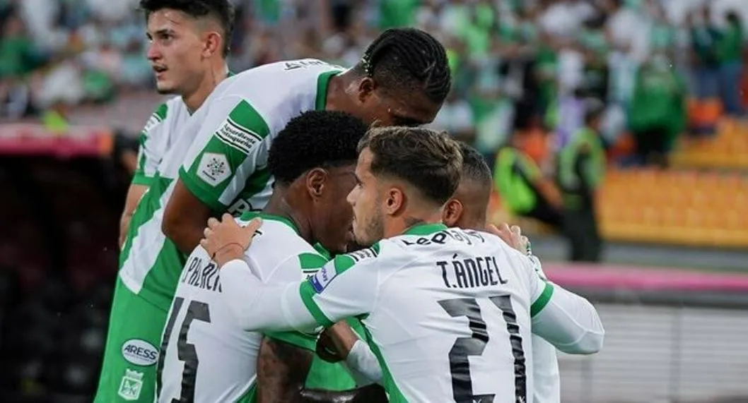 Jugadores de Atlético Nacional celebrando un gol. Estas son las veces que ha jugado como local por la Copa Libertadores fuera de su estadio, el Atanasio Girardot.