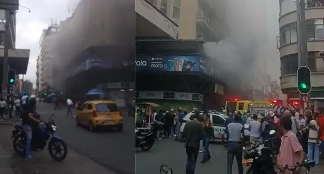 Medellín hoy: incendio en el centro comercial de la ciudad. Bomberos están en el lugar.