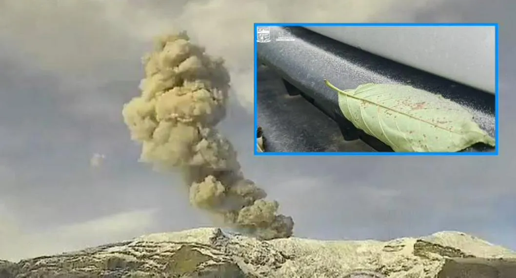 Foto de la fumarola en el Nevado del Ruiz por la que cayó ceniza en Tolima