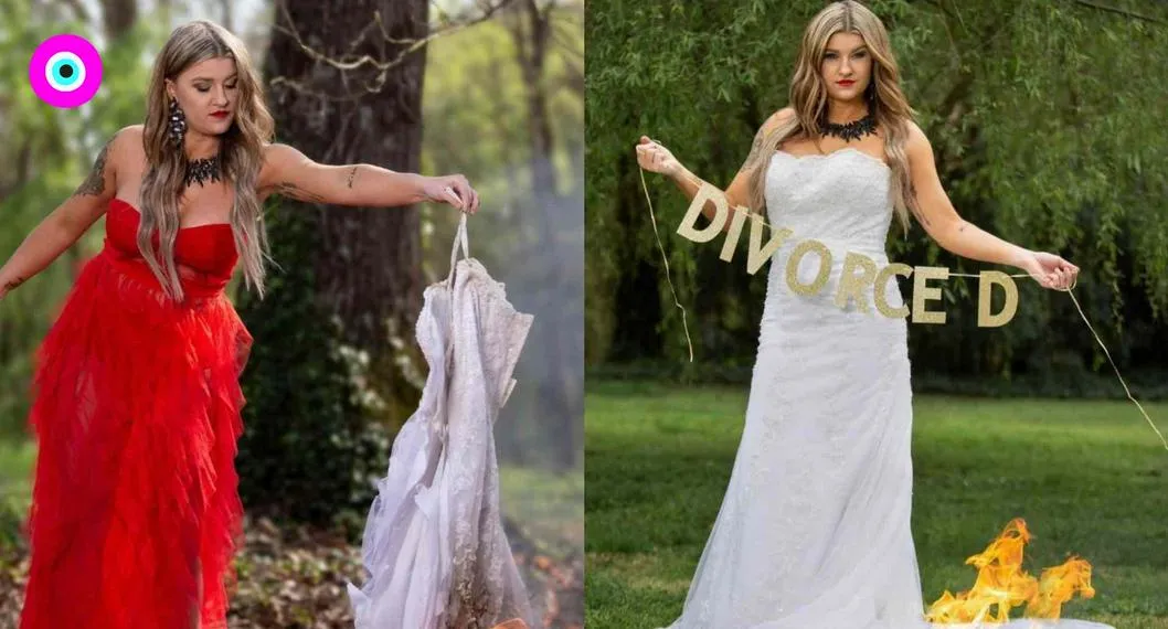Mujer quemó su vestido de novia celebrando su divorcio: hay fotos