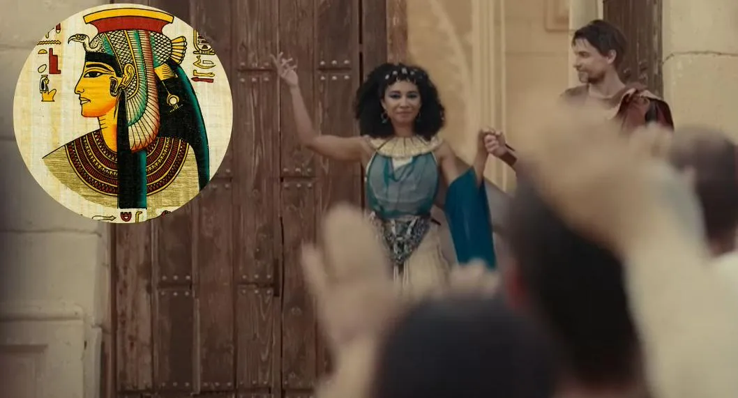 Tráiler de la serie Cleopatra de Netflix en montaje con ilustración de la reina egipcia ilustra nota sobre la nueva serie.