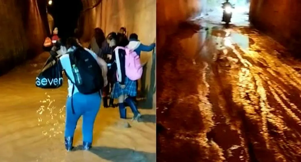 Estudiantes afectados por túneles inundados en Ibagué; les toca mojarse