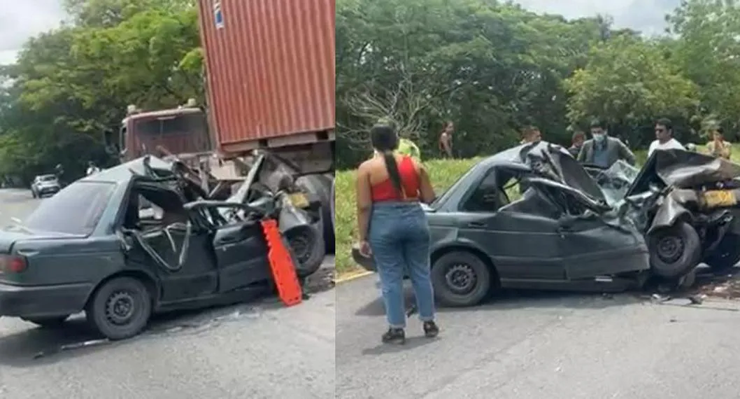 ¡Entre las latas! Así quedó conductor tras brutal accidente en carretera del Tolima 