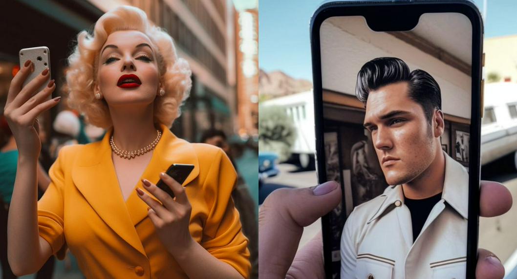 Marilyn Monroe y Elvis Presley en 2023, según inteligencia artificial.