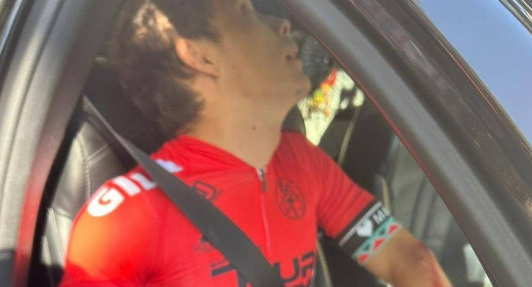 Miguel Ángel 'Supermán' López, tras su caída en el Tour of the Gila.
