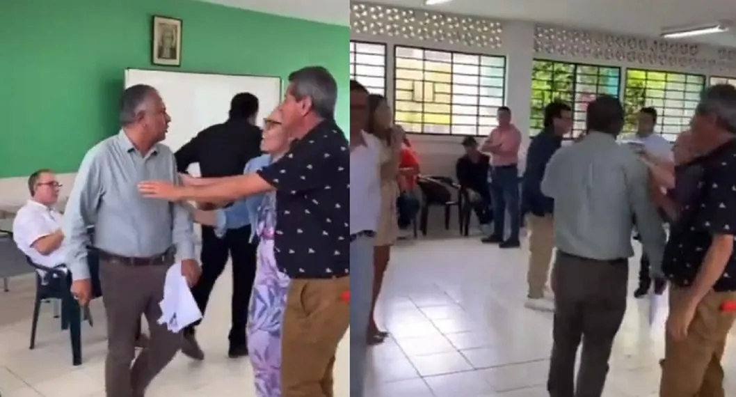 Antonio Sanabria y Wilson Ramírez, concejales de Bucaramanga, se pelearon frente a niños en Colegio Dámaso Zapata de la ciudad.
