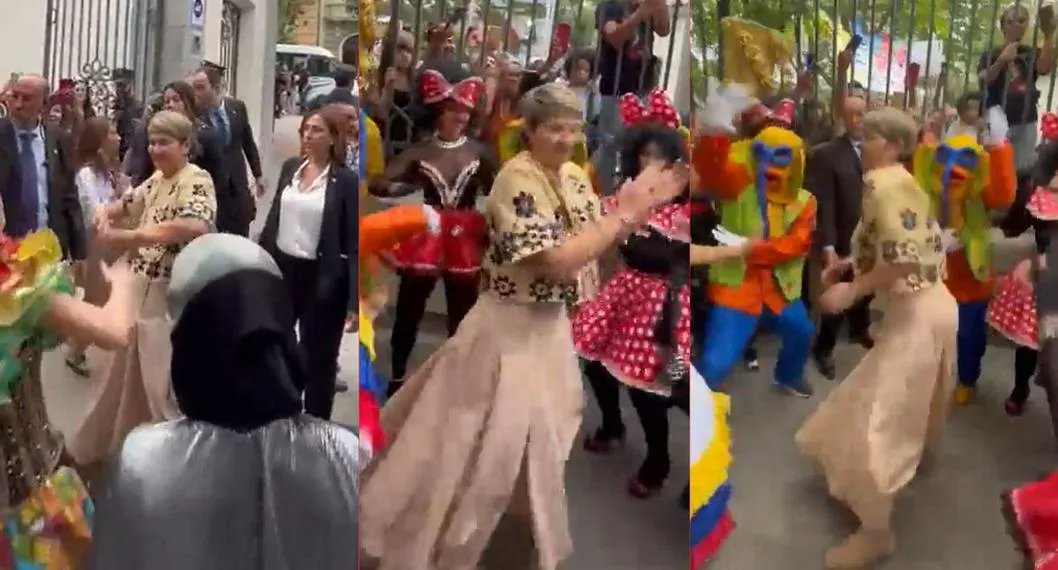 Verónica Alcocer, primera dama, bailó mapalé frente a la Embajada de Colombia en España y ya es tendencia por su conducta en plena visita diplomática.