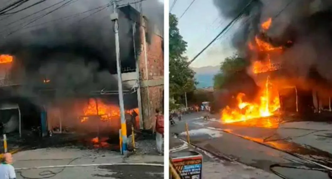 Antioquia: incendio en Santa Fea por corto de moto dejó locales afectados