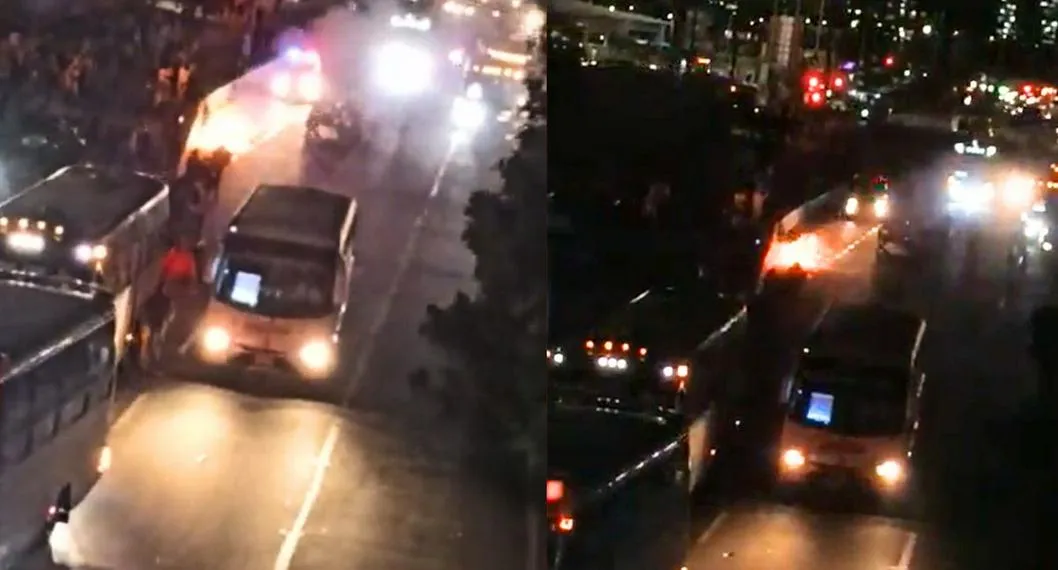 Una moto fue incendiada en la calle 80, frente al Portal 80 de Transmilenio en Bogotá, y produjo un monumental trancón.