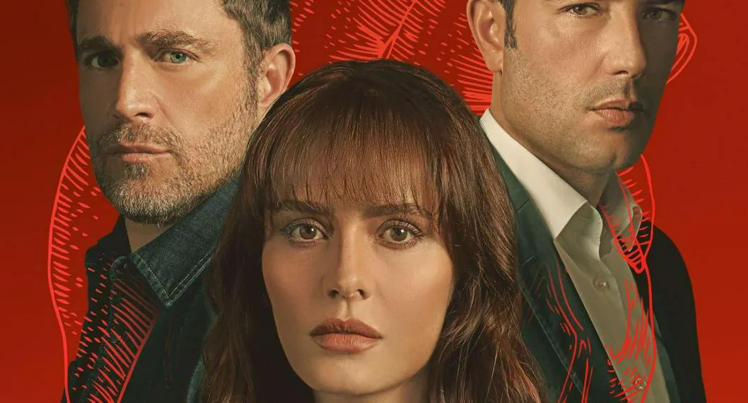 Ana Lucía Domínguez, actriz que según ChatGPT se separó de su esposo, con Michel Brown y Sebastián Martínez en 'poster' de 'Pálpito'.