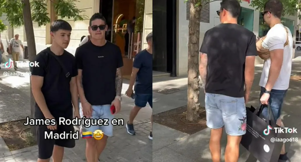James Rodríguez fue visto por aficionados mientras caminaba por las calles de Madrid y se tomó fotos con ellos. Los sorprendió por su humildad.