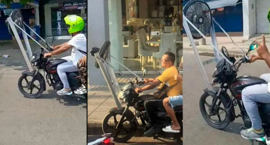 Motociclista no se aguantó el calor y se ingenió curioso invento