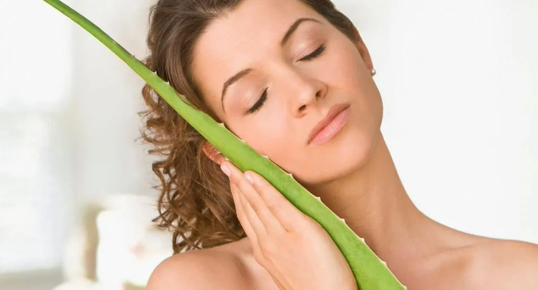 Mujer con sábila a propósito de los tratamientos para el cabello que se pueden hacer con esta planta.