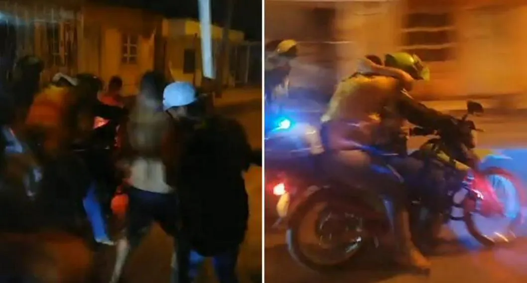 Ladrón tuvo que agarrarse de un policía para escapar de golpiza en Barranquilla.
