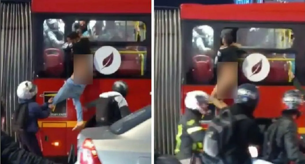 Video: ladrón en Transmilenio de Bogotá, atrapado en ventana por pasajeros