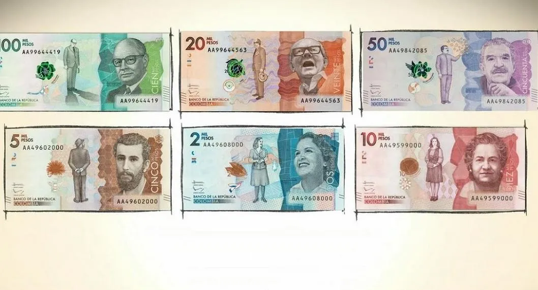 Billete de 10.000 pesos en Colombia con texto de Virginia Gutiérrez a las madres