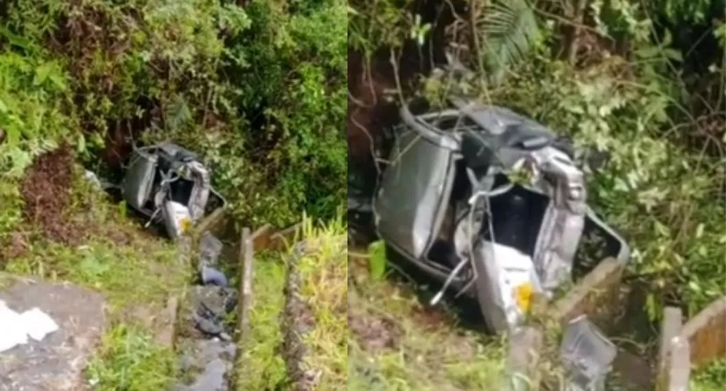 Carro accidentado. En relación con accidente en vía Bogotá-Medellín.