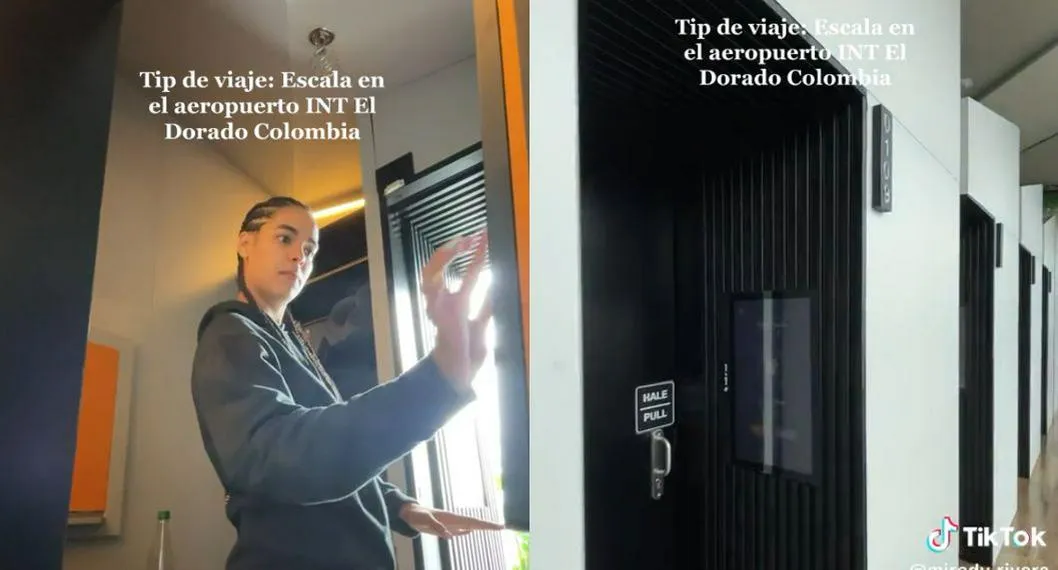 Tiktoker Miredy Rivera mostró cómo son las cabinas de descanso del aeropuerto El Dorado de Bogotá, cuánto cuestan y cómo pedirlas