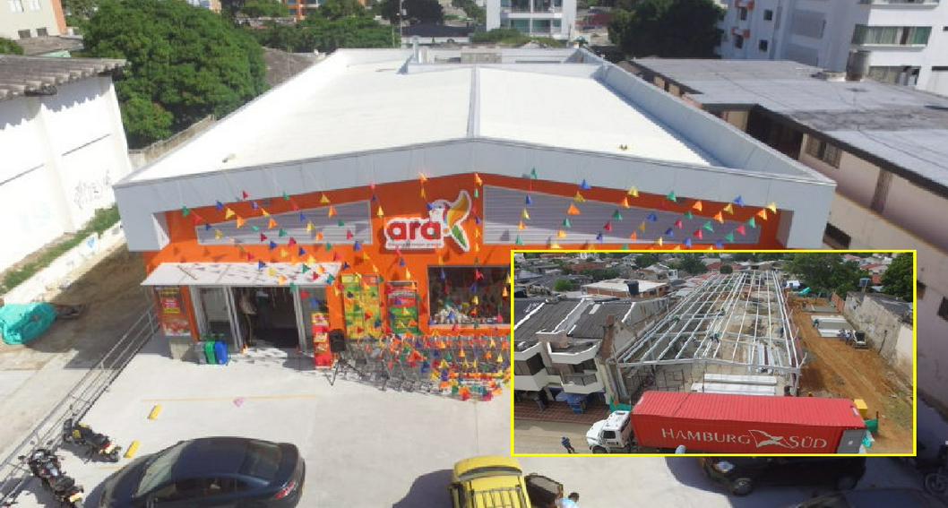 Empresa que hace el montaje de las tiendas Ara en Barranquilla.