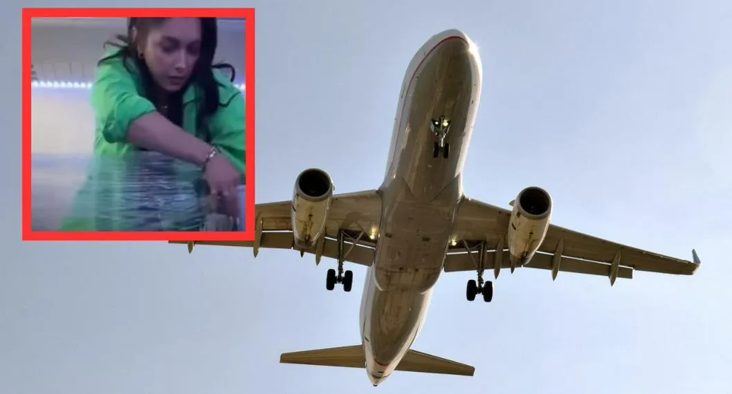 Foto de avión a propósito de mujer que envolvió asientos con plástico