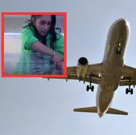 Foto de avión a propósito de mujer que envolvió asientos con plástico