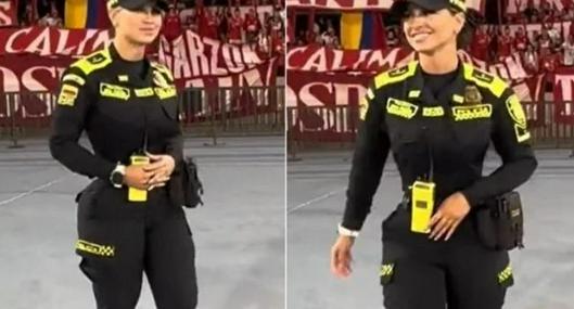 Policía que conquistó con su belleza en partido Millonarios vs. América de Cali