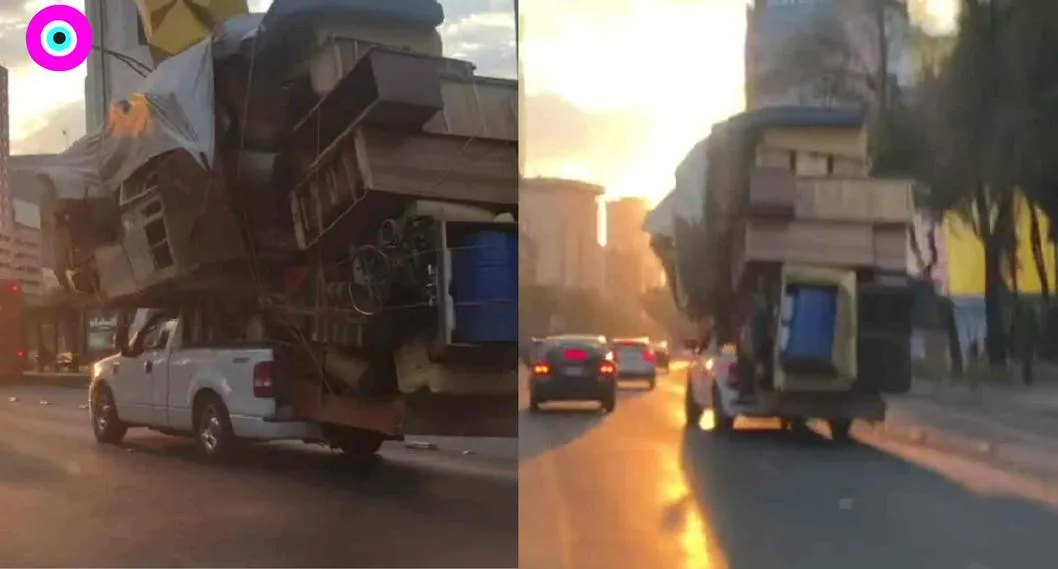 Video viral: familia hizo trasteo en mini camioneta con todas sus cosas