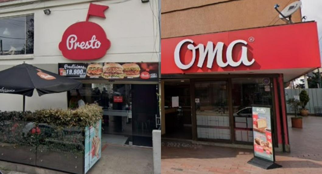Locales de Presto y Oma, restaurantes que entrarán a reorganización empresarial.