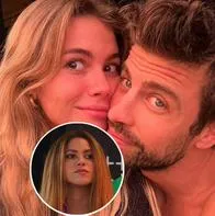 Fotos de Clara Chía y Gerard Piqué y de Shakira, en nota de que los españoles estarán en juicio ante Jordi Martin, aliado de la cantante.