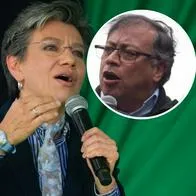 Fotos de Claudia López y Gustavo Petro, en nota de pulla de la alcaldesa al presidente por ataque a Policía en Universidad Nacional.
