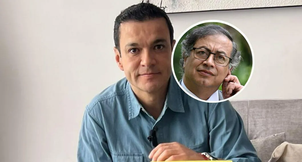 Fotos de Juan Diego Alvira y Gustavo Petro, en nota de que el periodista confrontó a exesposa de Petro sobre si él es buen papá
