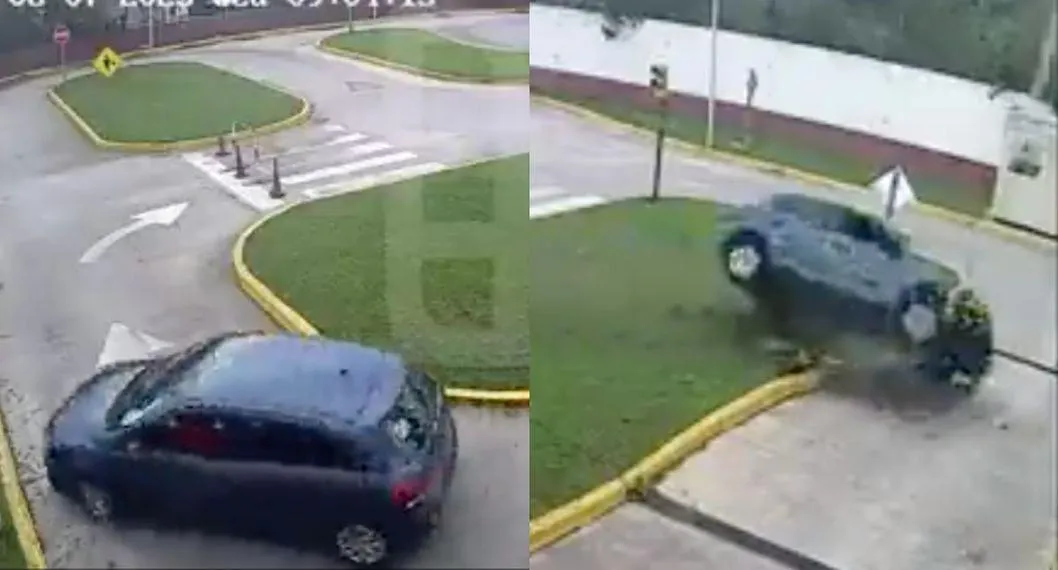 Momento en el que una mujer mayor en Lanús, Argentina, estrelló su carro cuando estaba haciendo el examen de conducción.