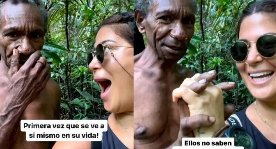 Abuelo de tribu caníbal vio su rostro por primera vez gracias a colombiana