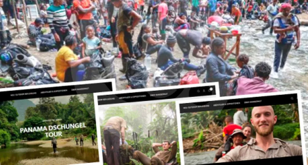 Así son las imágenes con la que una empresa alemana que vende peligrosos paseos por el Tapón del Darién, frontera de Colombia y panamá con una grave crisis migratoria y humanitaria