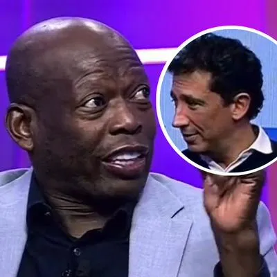 Fotos de Tino Asprilla  y de Antonio Casale, en nota de que por final de Nacional vs. Millonarios: hubo video del exjugador parando al periodista en vivo.