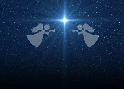 Cielo con figura de ángeles. En relación con el horóscopo de los arcángeles.