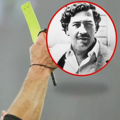 Imagen de referencia de árbitro y foto de Pablo Escobar, en nota sobre que el extinto narco mató a tío de central que pitará final entre Nacional y Millonarios