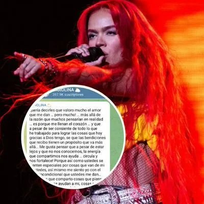 Fotos de Karol G y mensaje de ella, en nota que la cantante en chat pidió perdón por sermón para sus fanáticos por actitud con ella